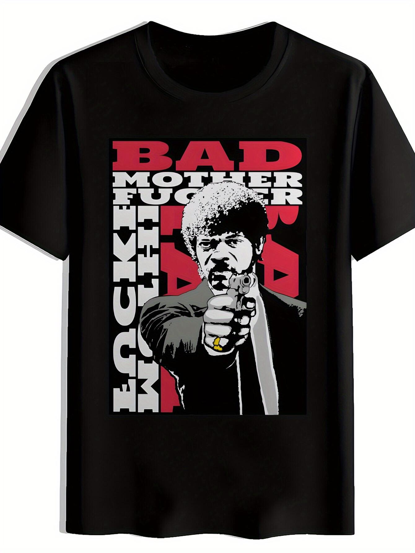 Black Casual T-shirt with Bold  BAD MOTHER  Print - Short Sleeve XL