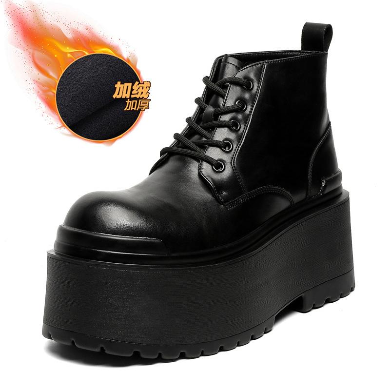 

Персонализированные новые нишевые ботинки Martin с завышенной талией и толстой подошвой высотой 10 см, мужские короткие ботинки с большой головой в корейском стиле 16800-J 39