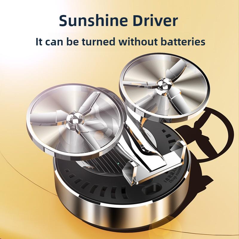 Solar Powered Rotation Helicopter Solar Aromatherapy Car Air Freshener Alloy Fragrance Auto Aroma Diffuser