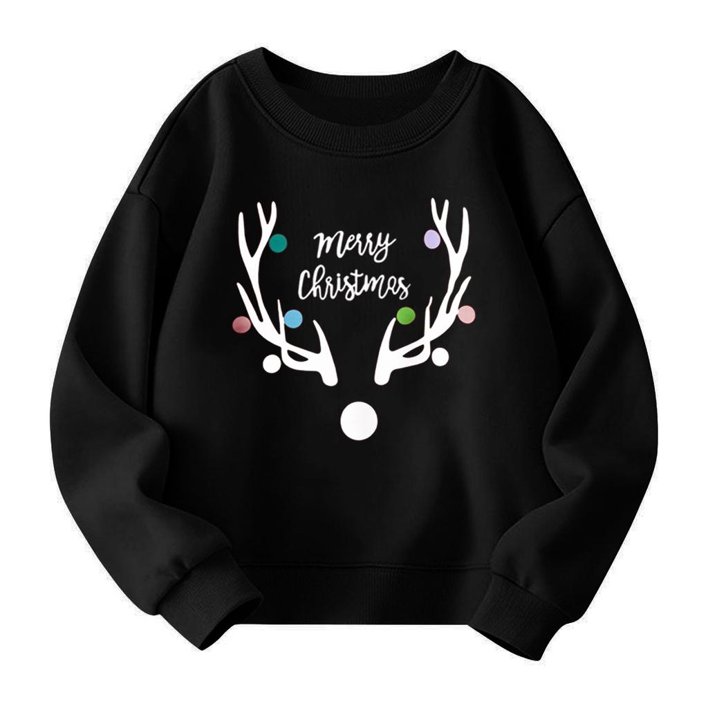 Christmas Day Girls Round Neck Pullovers For Kids Printed Baby Tops