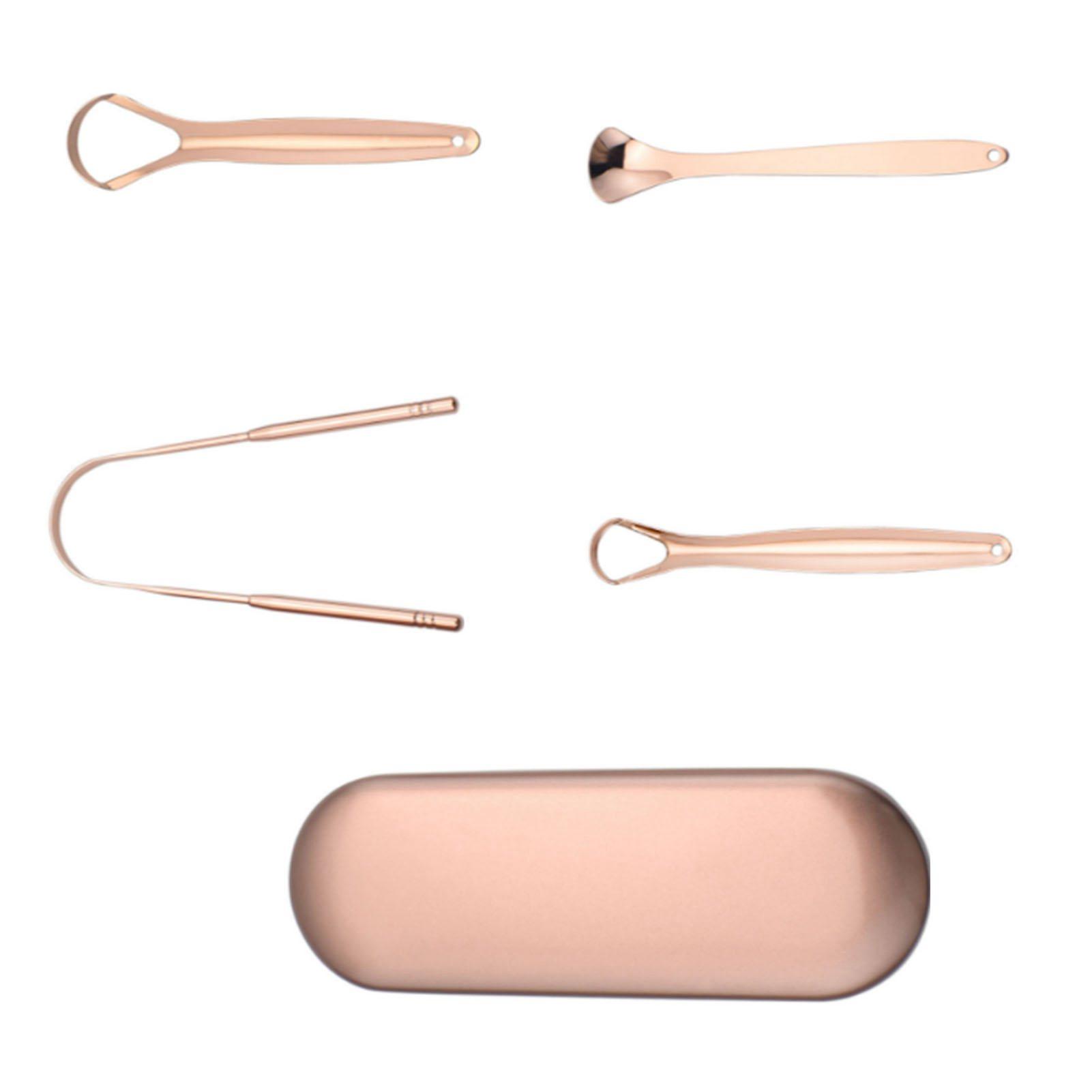 

Набор скребков для языка Уменьшает неприятный запах изо рта Гибкий скребок для языка из нержавеющей стали розового золота для взрослых