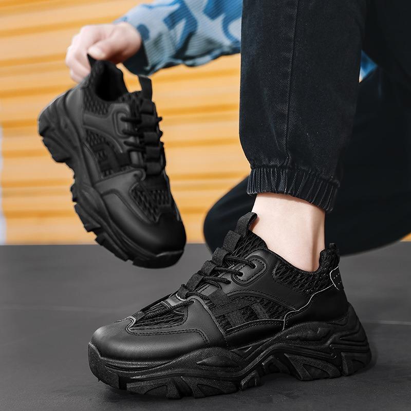 Men's shoes spring and summer new versatile sports casual running height increase youth mesh dad shoes
