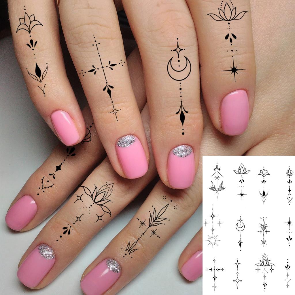 1 Vel Feniks Zonnebloem Maanbloem Tijdelijke Tatoeages Voor Vrouwen Handen, Nep Tatoeage Stickers Langdurig Realistische Tatoeages