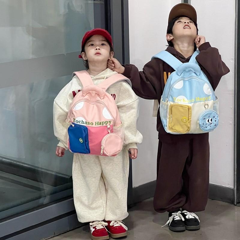 Trendy Korean Style School Children Backpack Large Capacity Minimalist Design