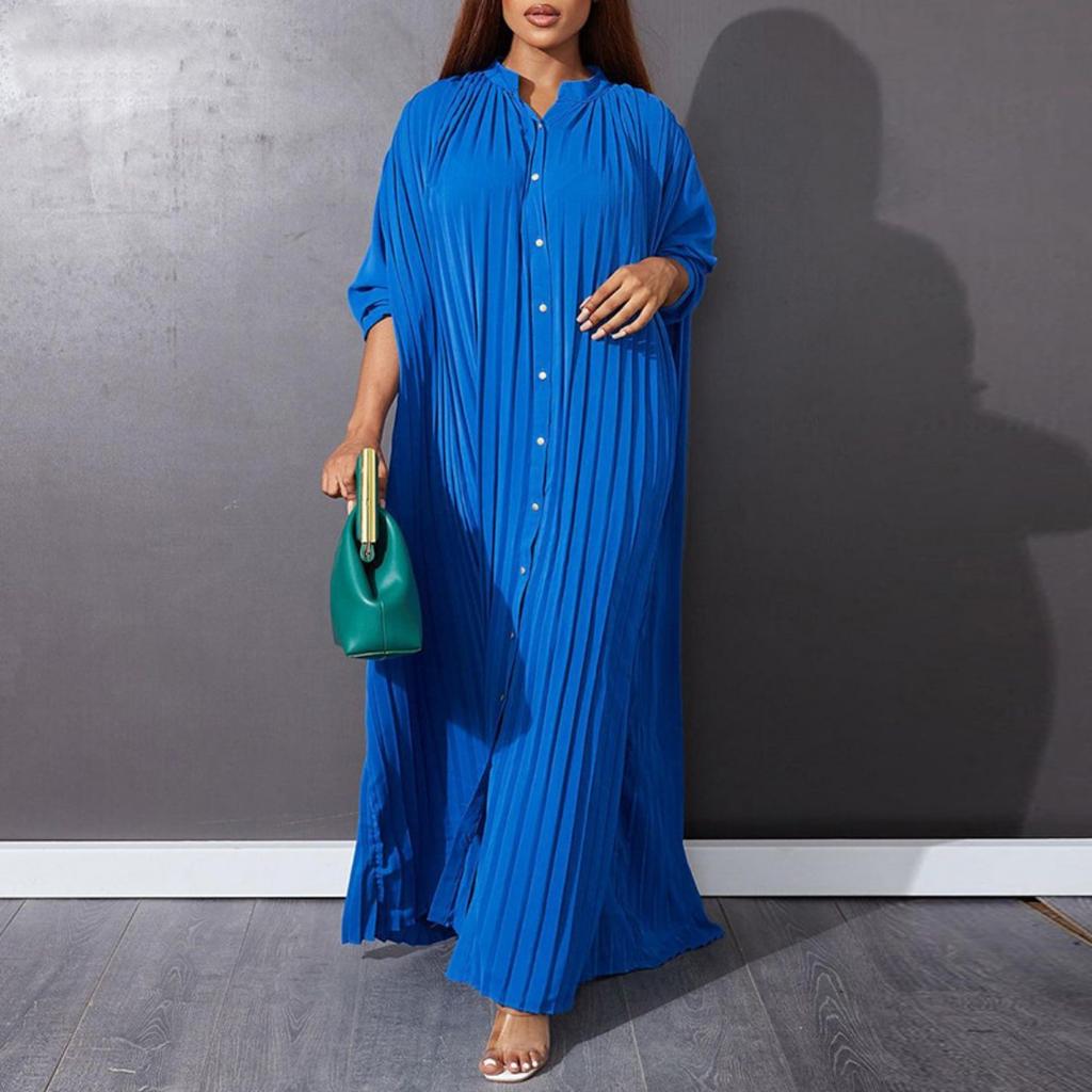 Summer Plus Size Women's Pleated Loose Casual Dress, European American Fashion Casual Dress, Leisure Women Clothing