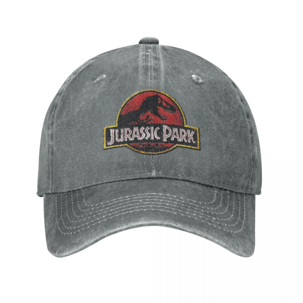Jurassic Park Steinlogo Unisex Stil Baseballcaps Distressede Vaskede Hatter Caps Vintage Utendørsaktiviteter Solhatt