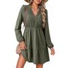 Women's Fashion Dress Elegant Lace Hollow Embroidery V-neck Long Sleeve Casual A-line Dress