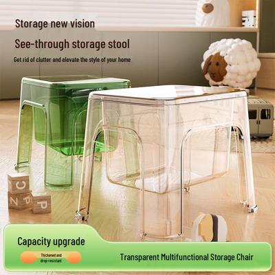 Thickened PET Collapsible Storage Stool for Kids - Small, Simple, and Durable Plastic Chair