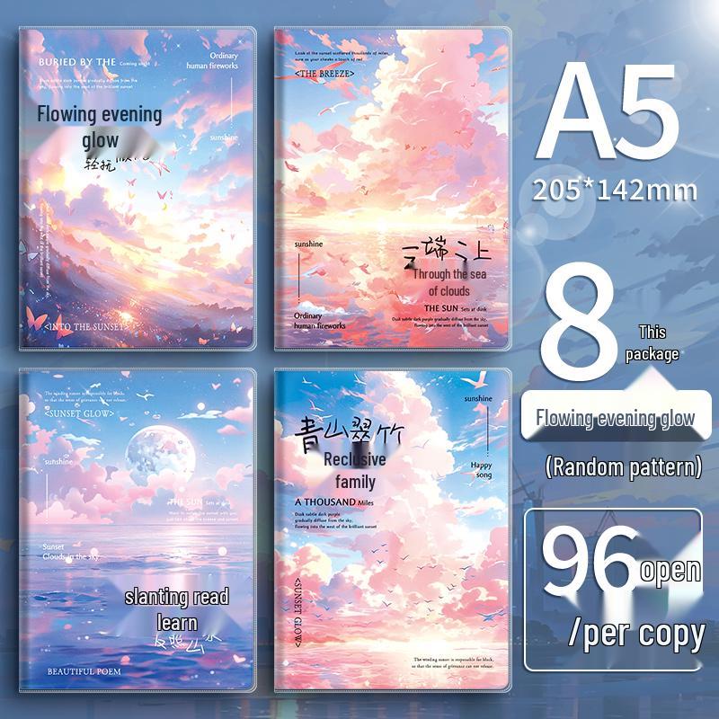 High-Value A5 Notebook: Thickened B5 Plastic Cover, INS Style, Lay-Flat, Lined for Student Use.