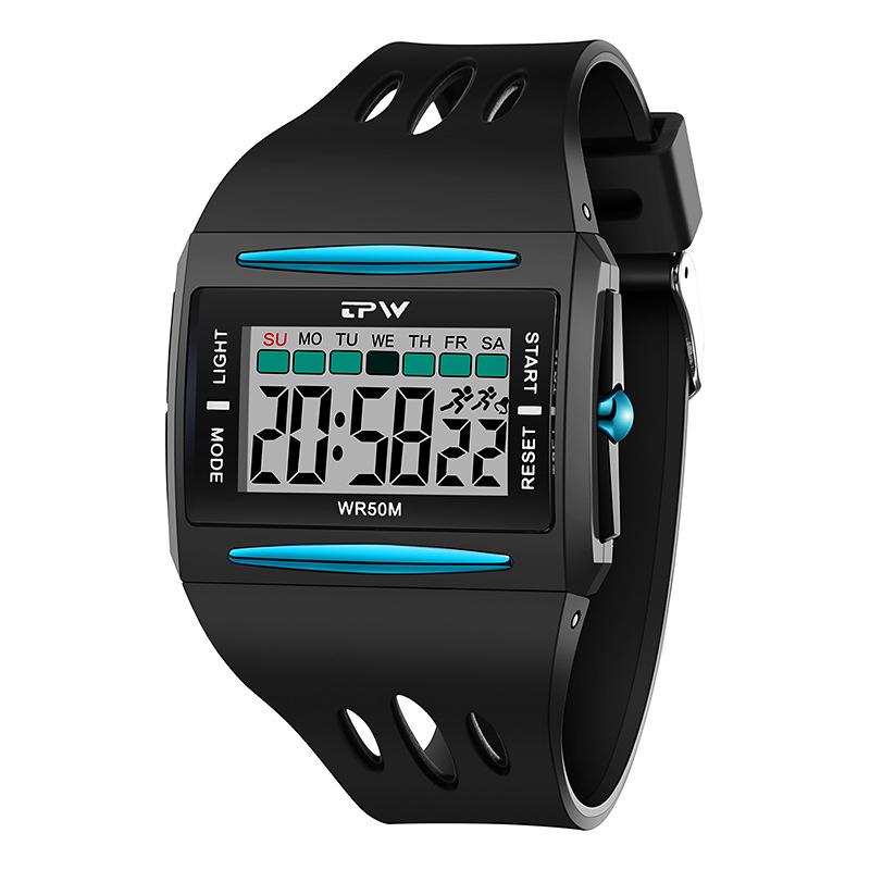  New For Men Sports Electronic Watch Waterproof Night Glow Large Screen Square Outdoor Running Camping Student Watch