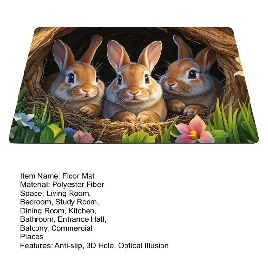 Bottomless Hole 3D Optical Illusion Rug Non-Slip Visual Trap Doormat Indoor Outdoor Entrance Mat