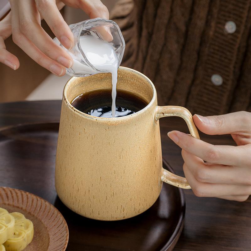 Reducing Flame Brewed Tea Rib Sesame Glaze Ceramic Office Coffee Cup Large Breakfast Cup Export