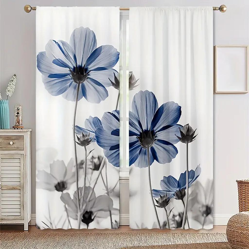 2pcs Red Rose Flowers Curtain for Living Room Golden Flowers Rod Pocket Polyester Material Curtain Home Decor Free Shipping