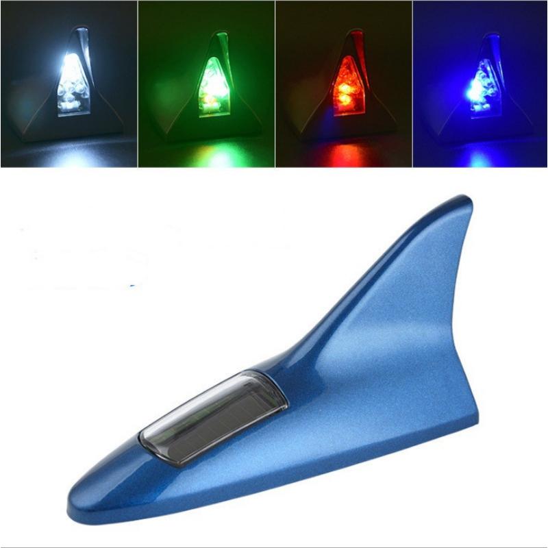 STONEGO Car Decorative Lights Solar Shark Fin Antenna Roof Tail Modified Lights Rear-end LED Flash Lights