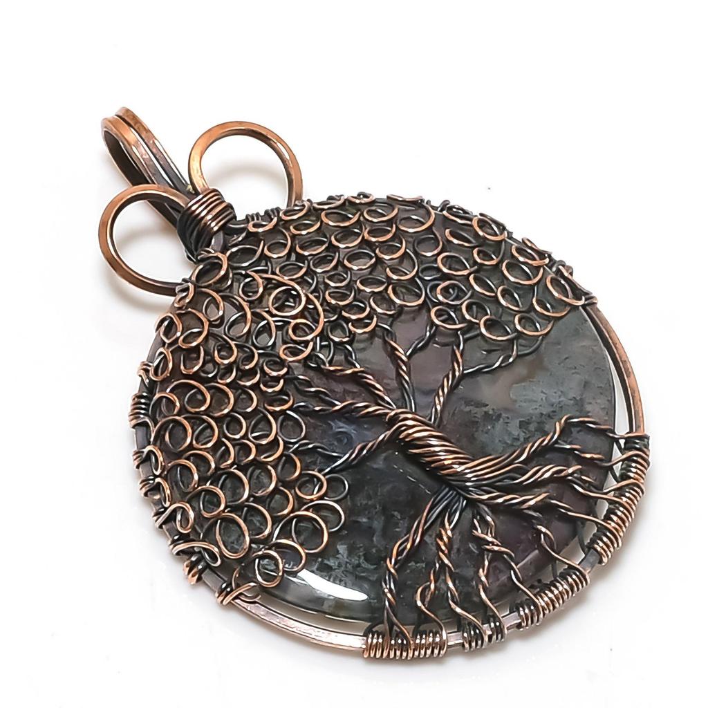 Larivikite 999 Copper Wire Wrapped Pendant, Handmade Gemstone Tree Of Life Pendant Jewelry, Gifts For Wife Brand New Pendant