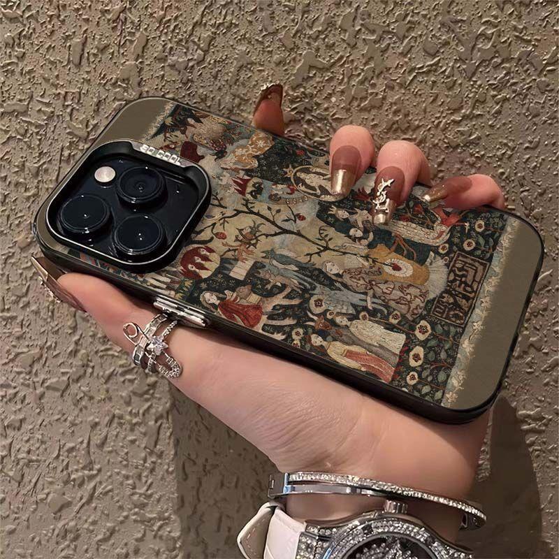 Vintage Ancient Girl Mural Painting Phone Case For iPhone 17 16 15 14 13 12 11 Pro Max XR XS MAX 7 8 PLUS INS Shake Proof Cover
