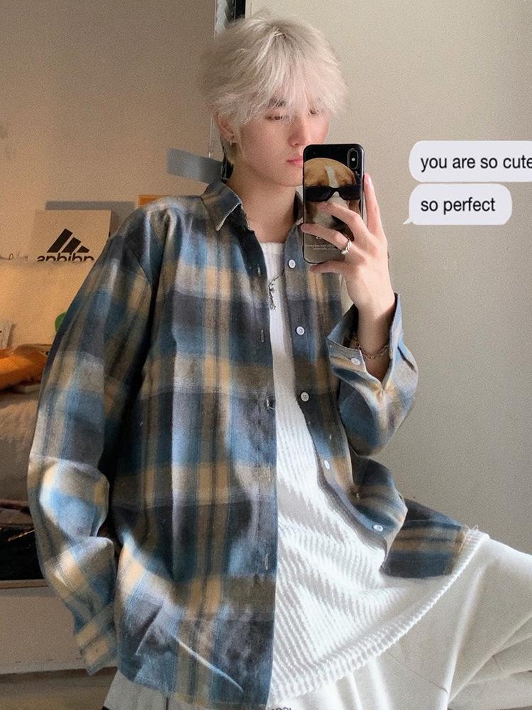 Dopamine Retro Plaid Long-Sleeve Shirt - Unisex Vintage American Style