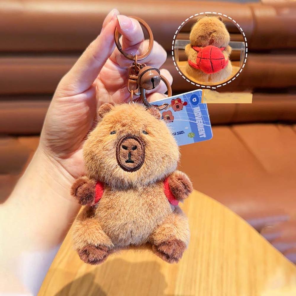 Cross Dressing Capybara Key Ring Soft Backpack Flutter Doll Funny Plush Sport Pendant  Daily