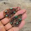 Green Tourmaline Rough Gemstone Earring Electroformed Copper Earrings Handmade Jewelry Decent Earrings For Gift Electroformed Copper Jewelry