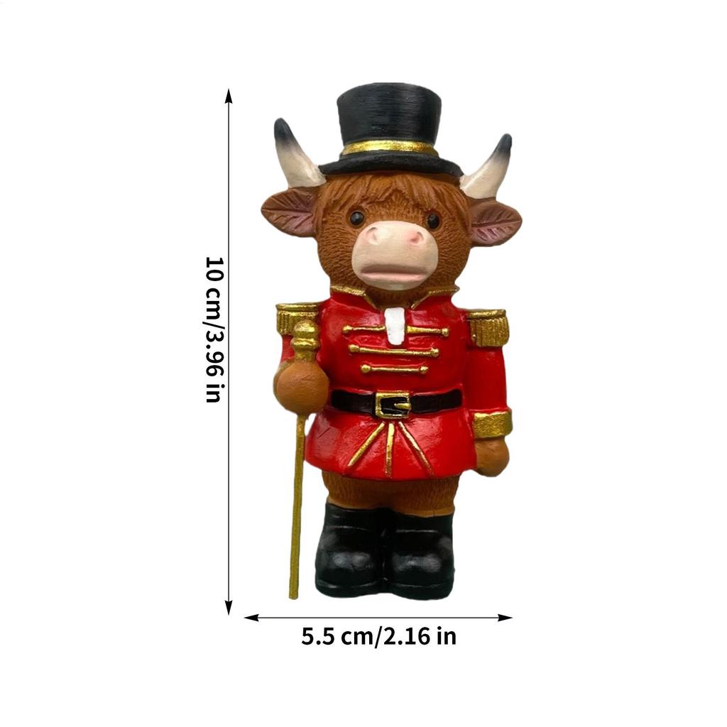 Nutcracker Christmas Decor Funny Resin Nutcracker Cow Small Figurines Soldier Animal Decor for Home Living Room Table Shelf