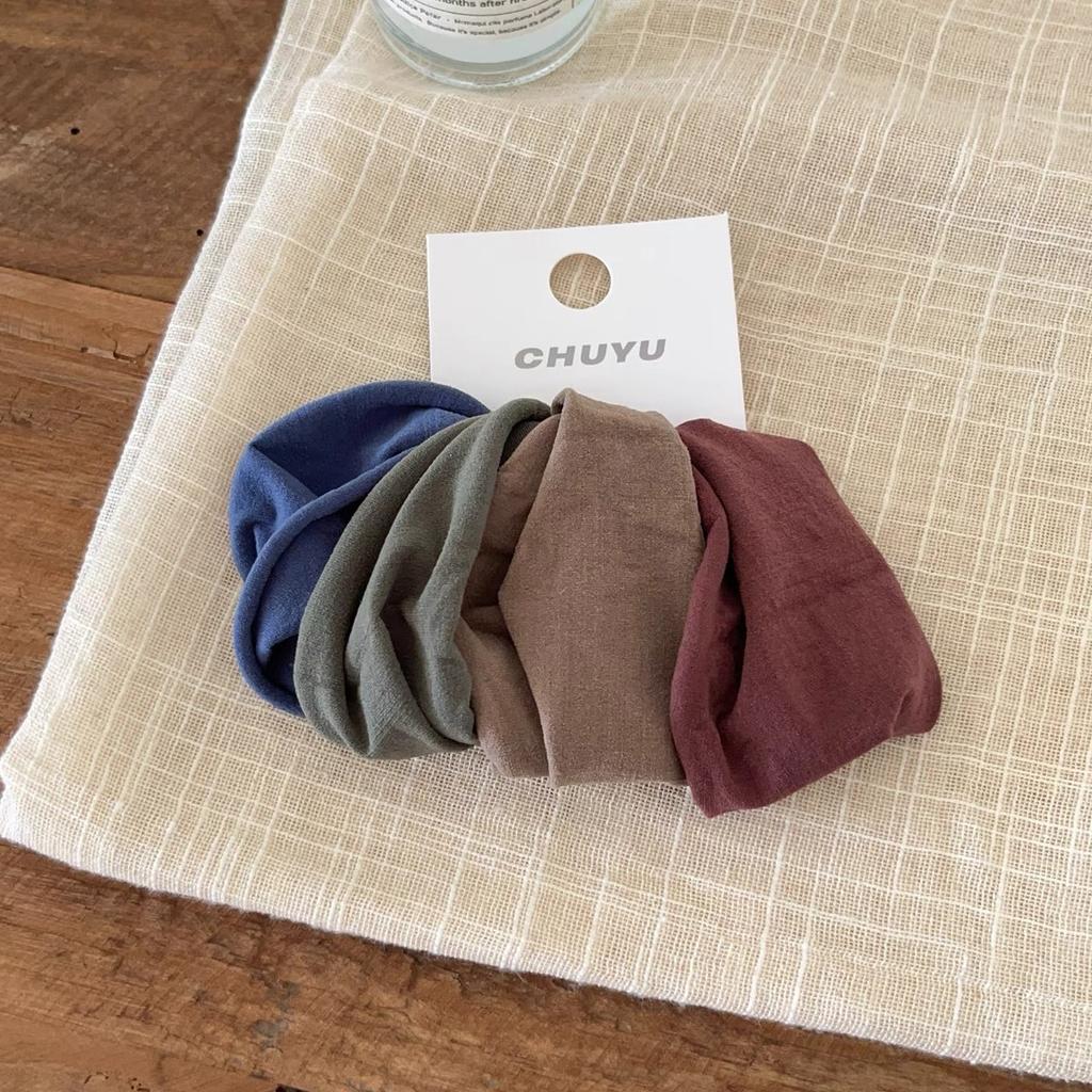 4 Pieces A Set Soft High Elastic Scrunchie Wide Edge Seam Free Hair Rope Simple Retro Ponytail Rubber Band