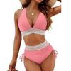 Damen Deep V High Waist Split Badeanzug - Sexy Enganliegender Bikini