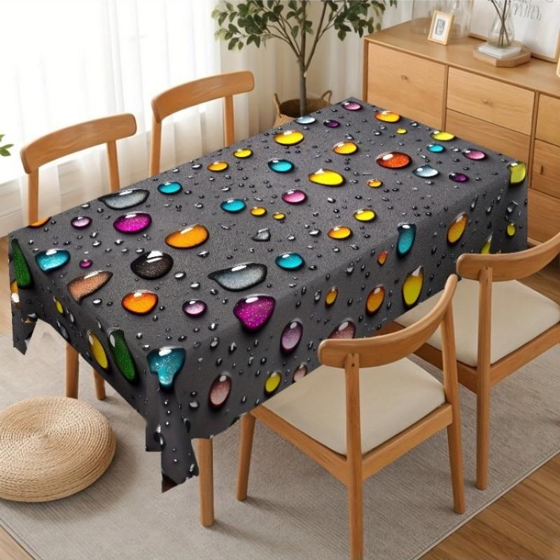 Nappe Style Goutte d'Eau Colorée, Effet Brillant avec Teintes Arc-en-ciel, Tissu Durable & Facile d'Entretien pour Salle à Manger Intérieure & Cuisine 100x160cm
