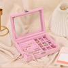 Cover Jewelry Case Jewelry Storage Box with Transparent Cover Velvet Lining Dustproof Organizer Flannel Mini Travel Case Display