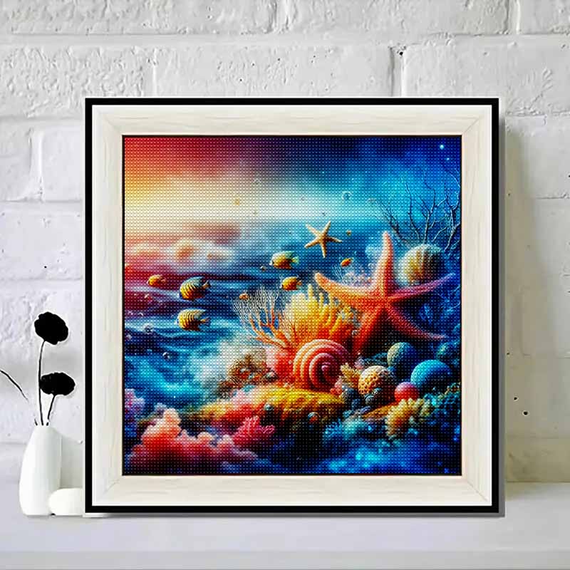 New Arrival 5D DIY Full Circle Diamond Painting "Undersea Animals and Plants" Embroidery Cross Stitch Home Decor Gift