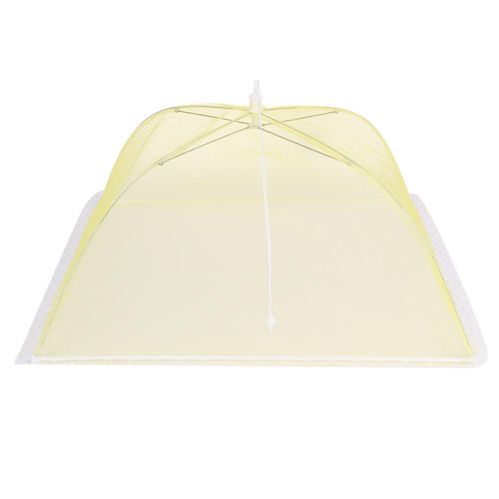 2Pcs Household Mesh Food Cover Tent Washable Folding Food Umbrella Kitchen Tool Yellow 43x43cm