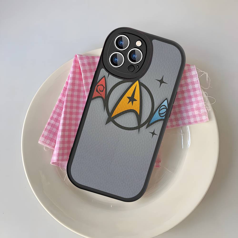 Star T-Trek Movie Logo Leather Phone Case For IPhone 16 14 15 Pro Plus 13 12 11 Pro Max Silicone Cover