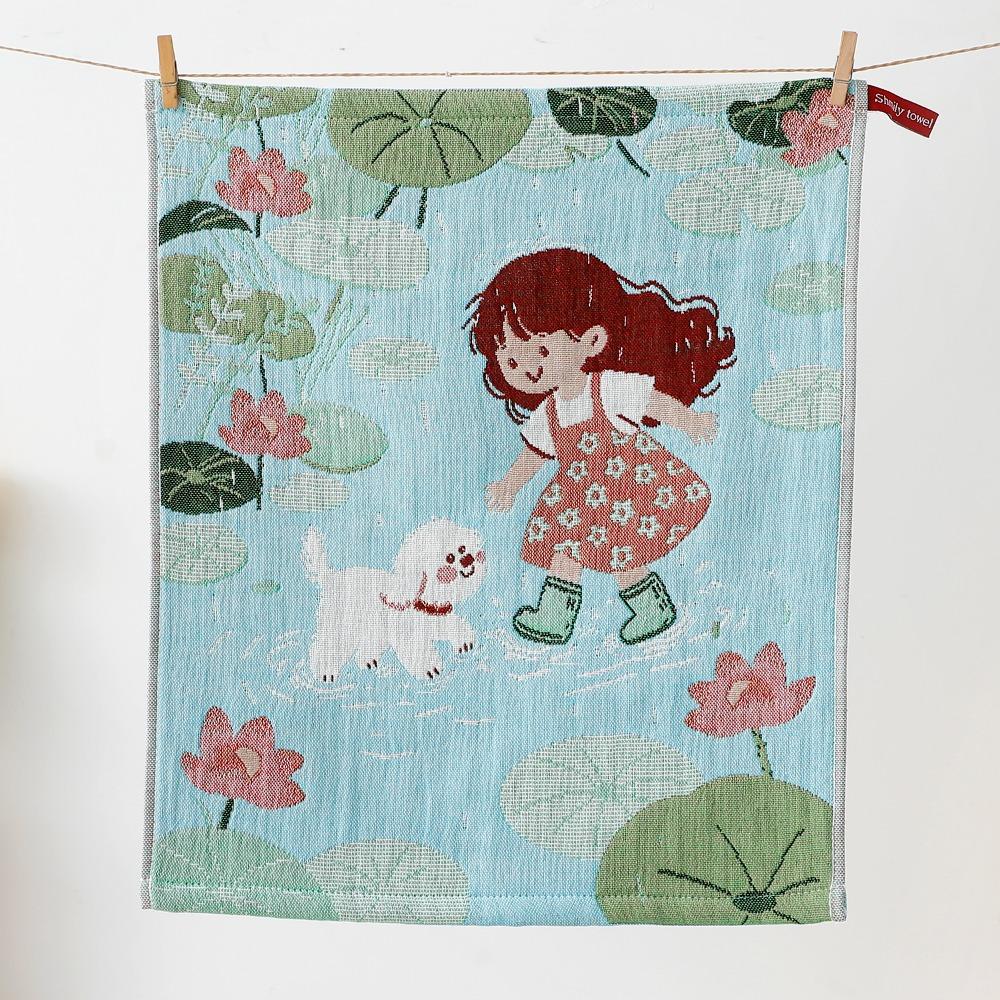 34x40cm Large Hand Towel Cartoon Pure Cotton Dish Cloth Handkerchief Towel Kindergarten Children 2