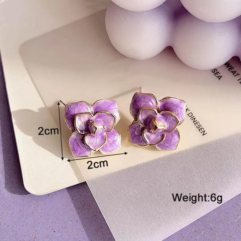 Purple Color Women Dangle Earrings Small Round Unusual Earrings Fashion Flower Butterfly Hanging Earrings Pendientes Mujer
