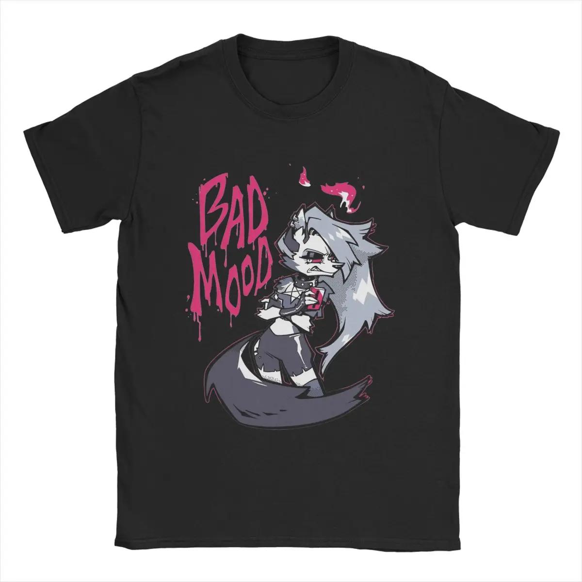 Comfortable season Hazbins Hotels Helluva Loona Bad Mood Heren T-shirt Grappige T-shirts Korte Mouw Ronde Kraag T-shirt Puur Katoen Cadeau-idee Tops S zwart