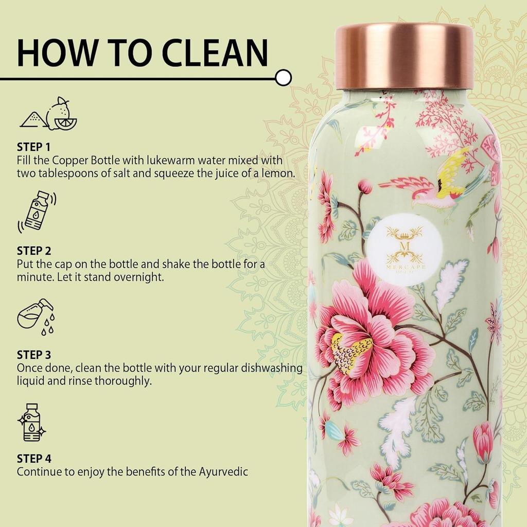 Copper Water Bottle Joint Less with Leak Proof Technology - Copper Bottle for Home, Office, Yoga & Travel Water Bottle, 1 Liter