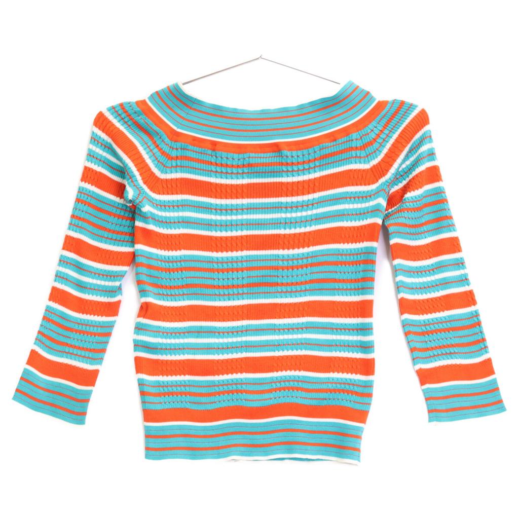 FENDI Border Pattern FZY754 A60P 2018 Made Bottleneck Knit tops 38 Blue/OrangeUsed