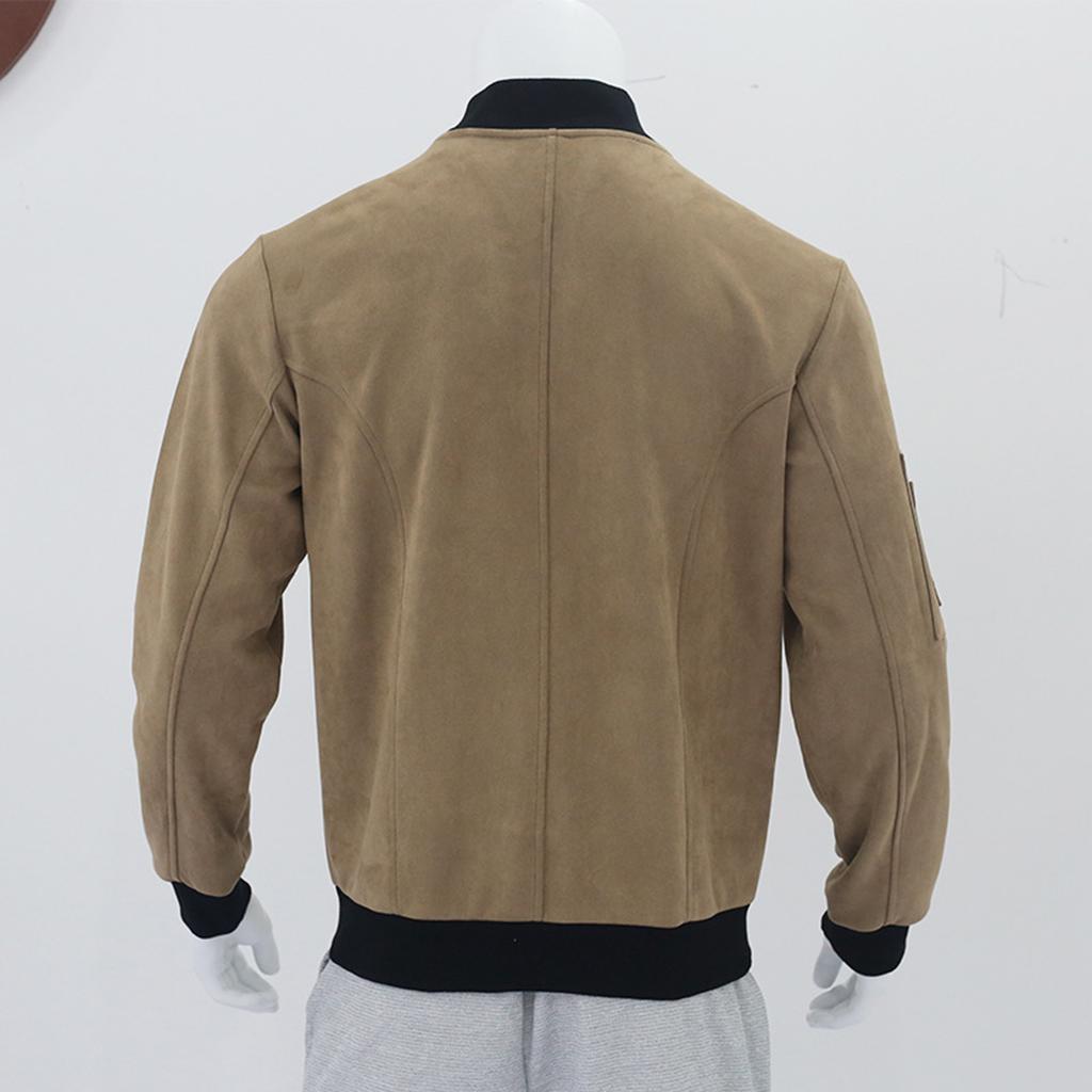 Men's Casual Stand-up Collar Colorblock Skirt Pocket Button Cardigan Jacket
