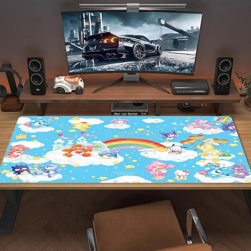 Cartoon Care Bear Color Mouse Pad Large Gaming Table Cushion Non-slip Laptop Tablet Big Mousepad XXL Mat Mini PC Playmat With Lock Edge