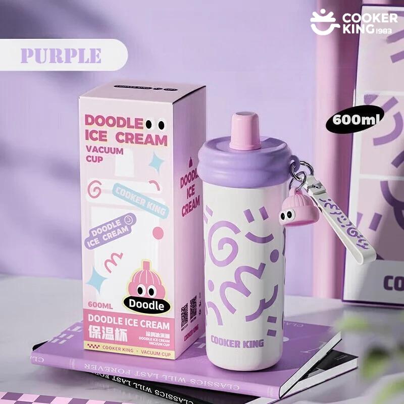 COOKER KING 600ML 316 Stainless Steel Straw Thermos Cup Insulated Cup Water Filter Kettle Water Bottle Stainless Steel Flask 600ML