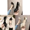 High Heel Shoes For Women With Butterfly Bow Water Dots Leathercombination For Daily Wear