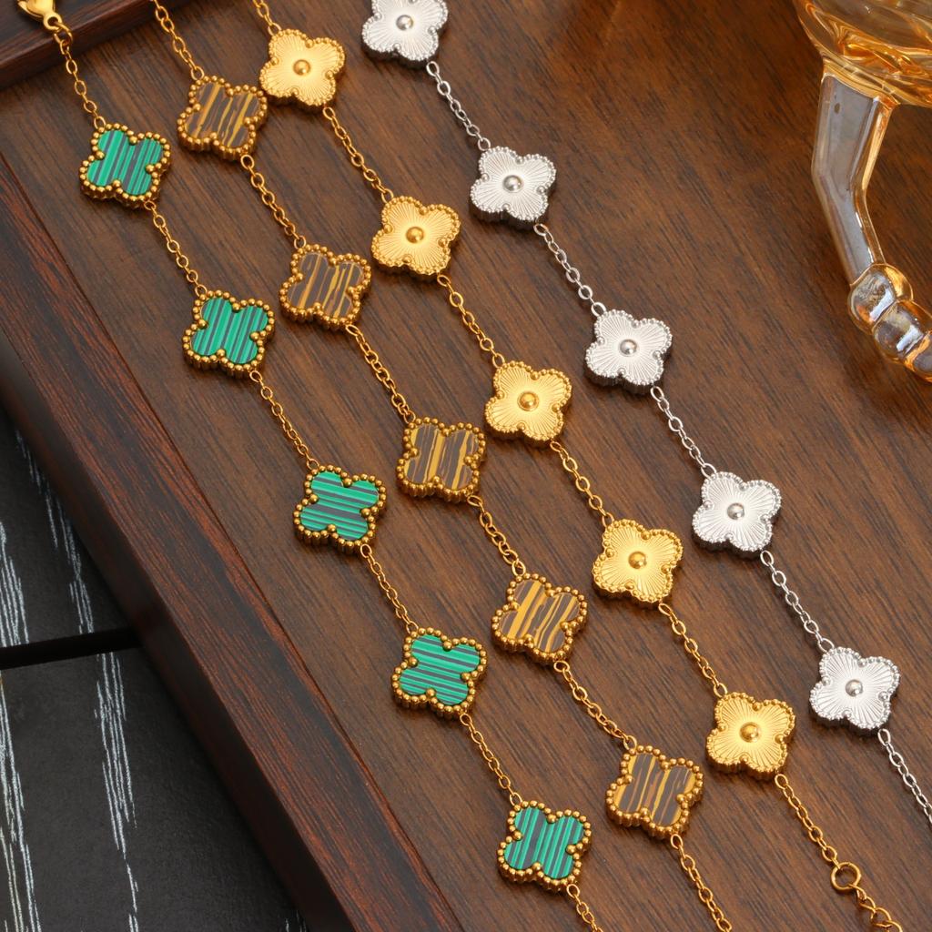 Four-leaf Clover Titanium Steel Bracelet Fashionable and Luxurious Jewelry for Women Colorfast and Simple