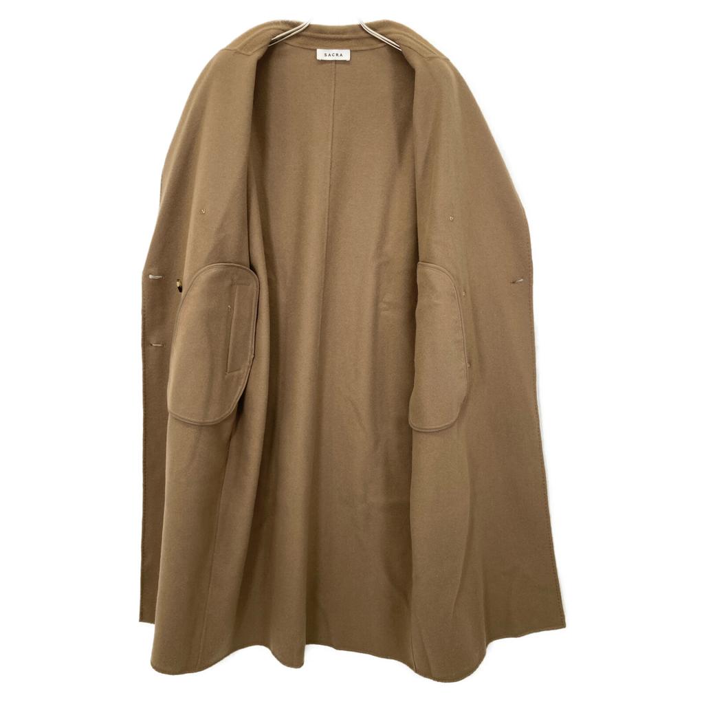SACRA 121500011 BROWN WOOL BLEND DOUBLE BREATH REVER TAILORING L.COAT Coat 38 BrownUsed