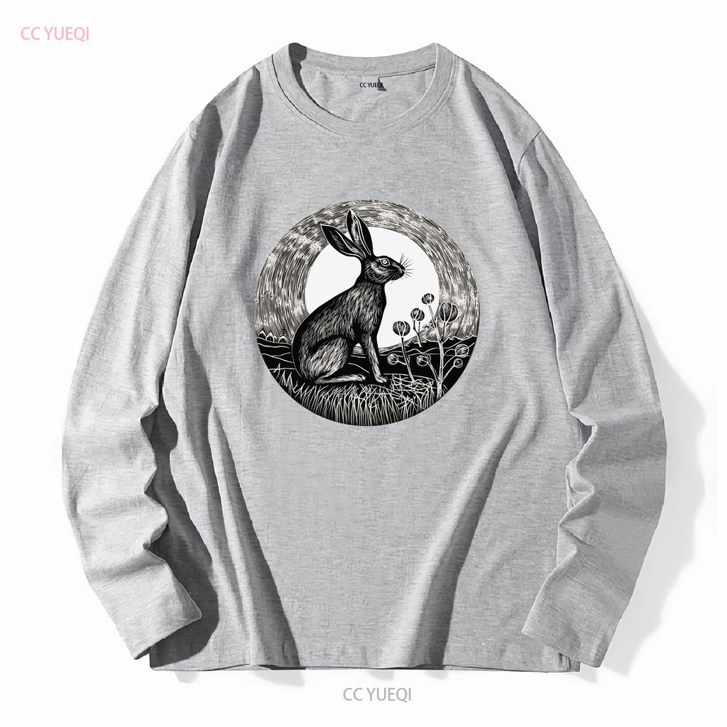 Full Moon Rabbit T Shirt Lover Bunny Desert Hare Mom Dad Long Or Short Sleeves Vintage Washed Fashion Streetwear