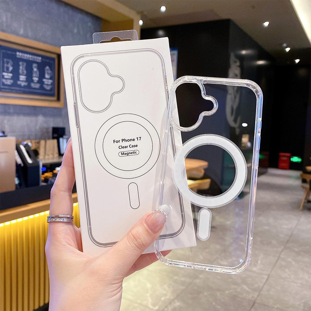 For Apple 17 Protective Case, Non-yellowing, Heat Dissipation, Transparent Magnetic Two-in-one Mobile Phone Case