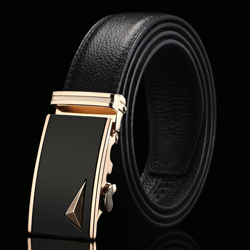 Open Edge Cowhide Belt Men's Real Cowhide Business and Casual Automatic Buckle Belt