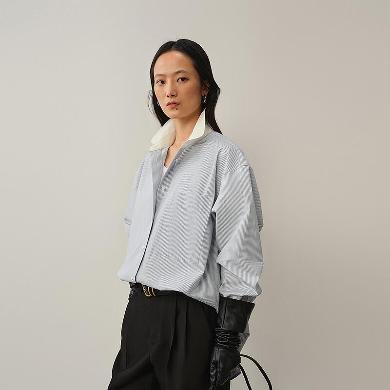 LESS Fall 2026 Striped Cotton Long Sleeve Shirt