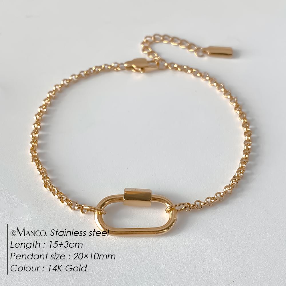 eManco Oval Buckle Heads DIY Chain Pendant Bracelet Stainless Steel Jewelry Design Match Charms Bracelets Women Accessories