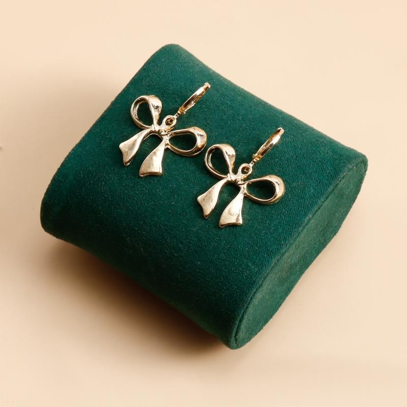 Elegant Gold Plated Metal Earring Unique and FashionableThin Hoop Earring with Unique Details Cute Bowknot Ear Rings