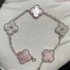 Nuova Versione Bracciale Quadrifoglio Cinque Fiori Agata Rossa Naturale Madreperla Bianca Bracciale da Donna Bracciale Laser