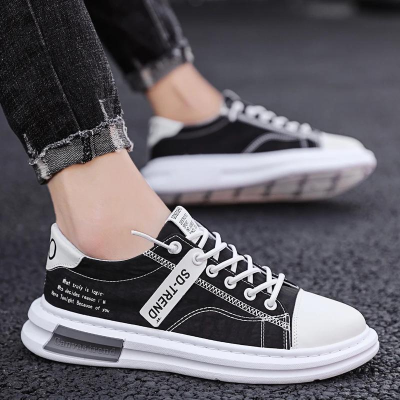 Ice Silk Trendy Shoes New Canvas Shoes Breathable and Comfortable Sports Shoes Casual Flat Shoes Lace Up Fashionable Men's Shoes